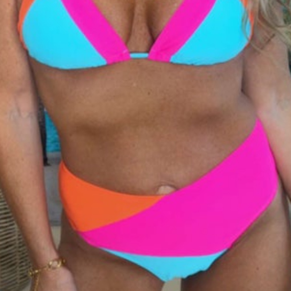 Vibrant Pink and Orange Bikini Set